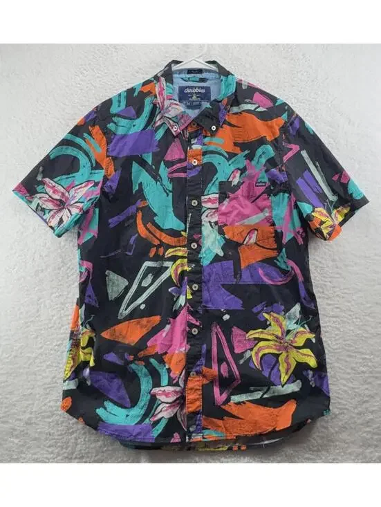 Chubbies The Resort Friday Short Sleeve Shirt Loud 90 Retro Colorful Mens Medium - Picture 2 of 6